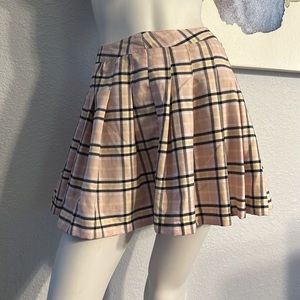 Faded Rose  Women's Pink and Yellow plaid pleated Skirt